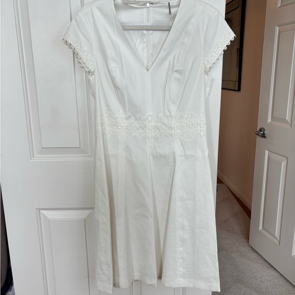 Elie Tahari White Dress with Lace Trim